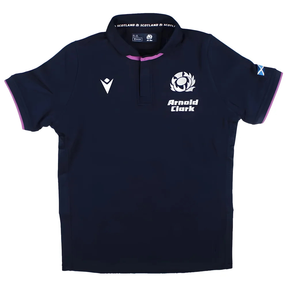 '25-'26 Scotland Home Cotton Rugby Shirt (Kids) Made By: Macron Unisex Kids Navy Large - Image 6