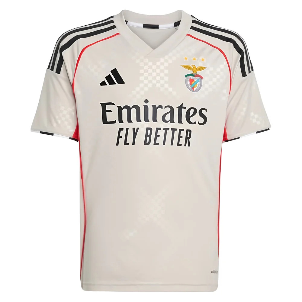'25-'26 Benfica Away Shirt (Kids) 7-8 Polyester Made By: Adidas Unisex Kids White Size 9-10