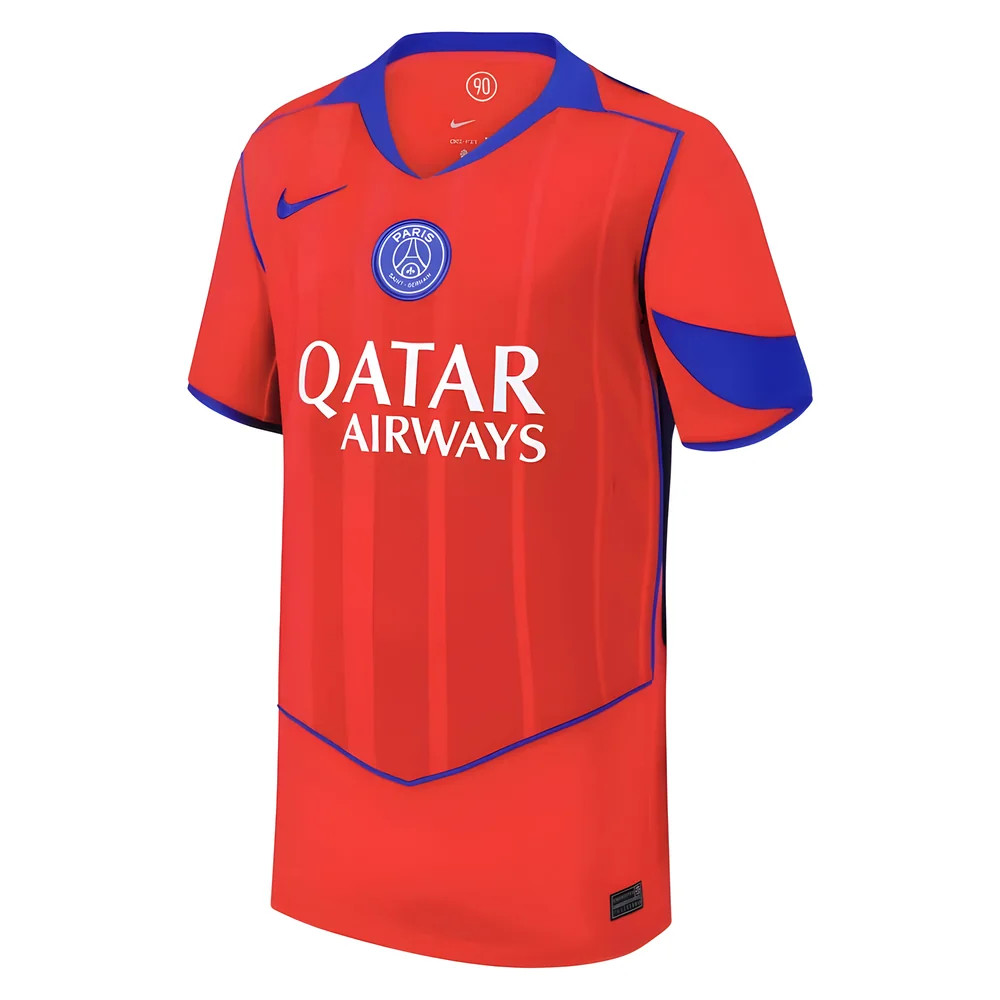 '25-'26 Psg Third Shirt (Kids) Polyester Made By: Nike Unisex Kids Red Extra Large