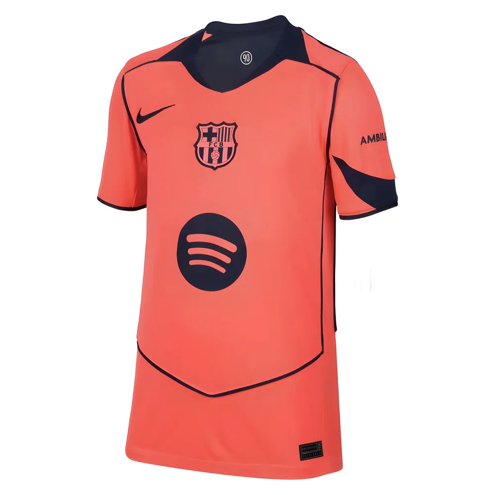 '25-'26 Barcelona Third Shirt (Kids) Polyester Made By: Nike Unisex Kids Orange Medium