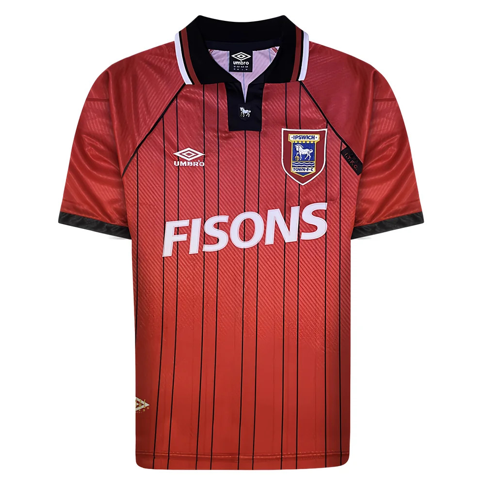 '93-'95 Ipswich Town Away Retro Shirt Polyester Made By: Umbro Men's Red Large