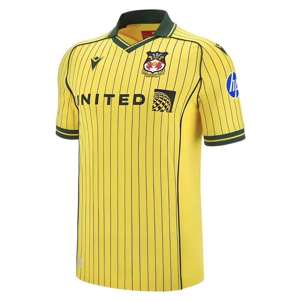 '25-'26 Wrexham Away Shirt Polyester Made By: Macron Men's Yellow 3XL