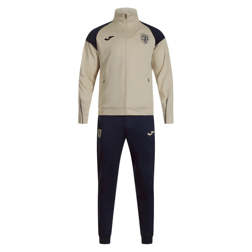 '25-'26 Romania Presentation Tracksuit (Beige/Navy) Polyester Made By: Joma Men's Navy 3XL