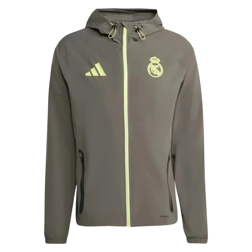 '25-'26 Real Madrid Competition Vis Tech Jacket (Grey) Polyester Made By: Adidas Men's Grey Small