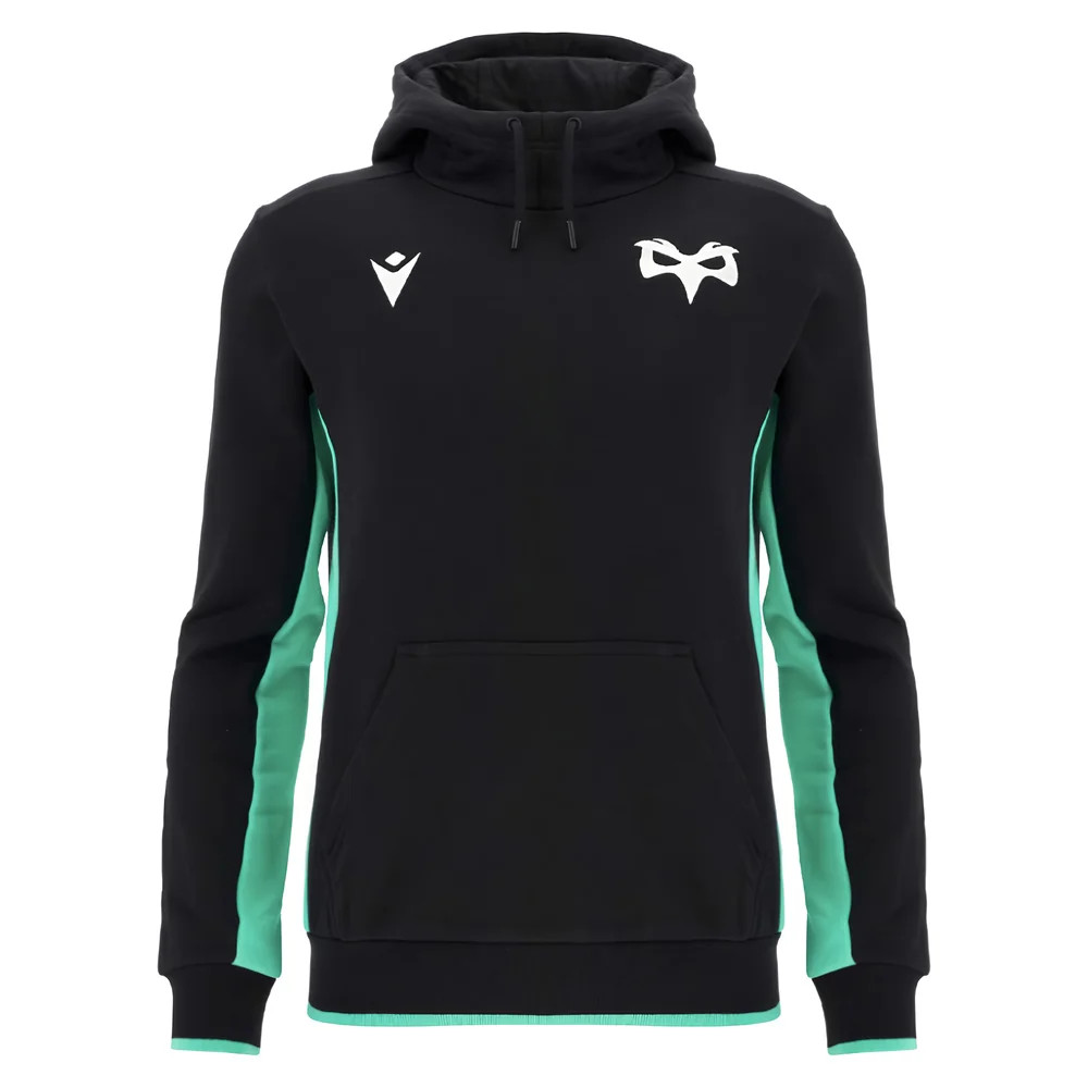'25-'26 Ospreys Rugby Cotton Hooded Sweat (Black) Made By: Macron Men's Black Large