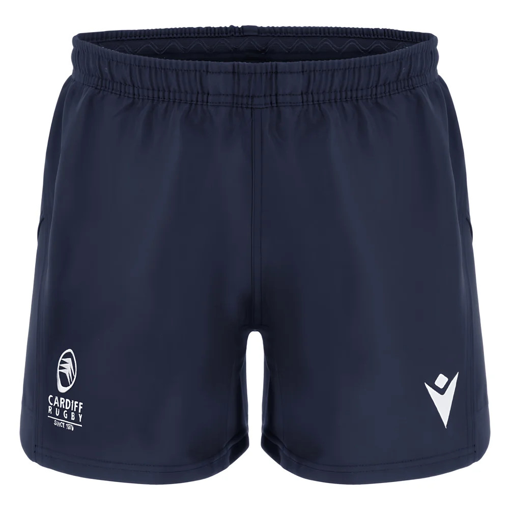 '25-'26 Cardiff Blues Rugby Training Shorts (Navy) Polyester Made By: Macron Men's Navy Extra Large