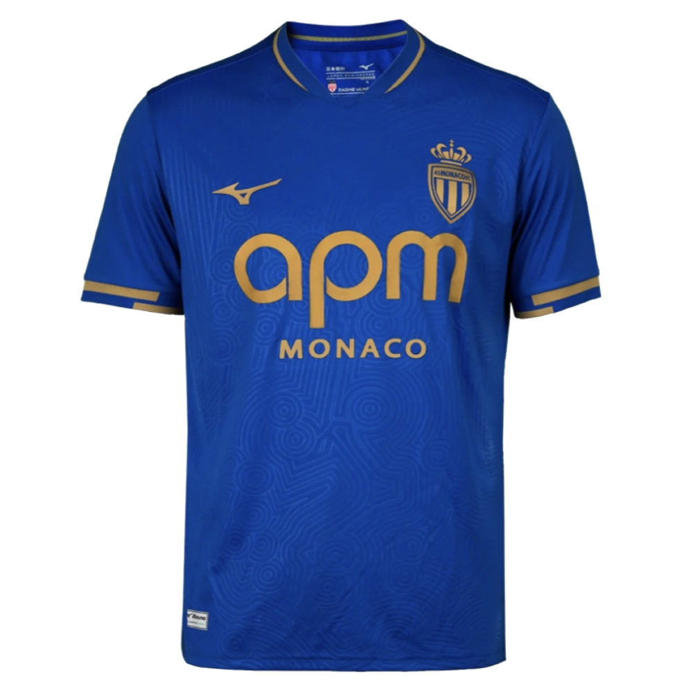 '25-'26 As Monaco Away Shirt Polyester Made By: Mizuno Men's Blue Extra Large