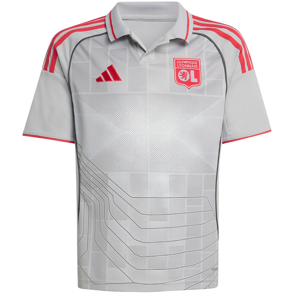 '25-'26 Olympique Lyon Third Shirt (Kids) Polyester Made By: Adidas Unisex Kids Grey Size 7-8