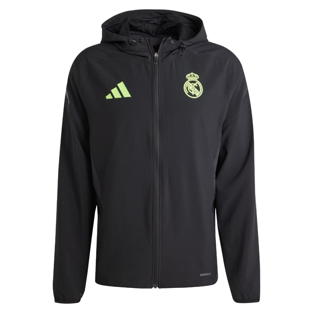 '25-'26 Real Madrid Pro Vis Tech Jacket (Black) Polyester Made By: Adidas Men's Black Medium
