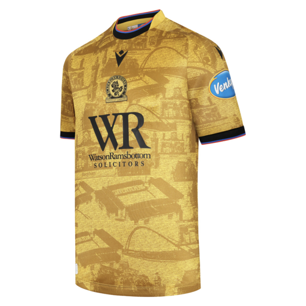 '25-'26 Blackburn Rovers Away Shirt Polyester Made By: Macron Men's Gold Small