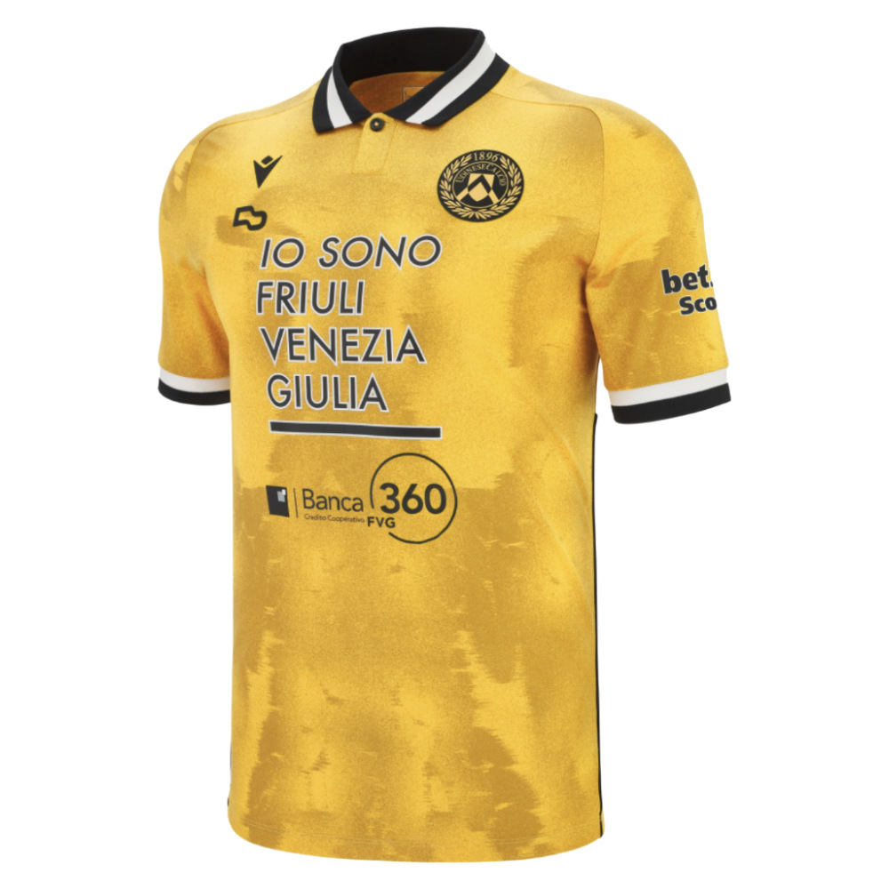 '25-'26 Udinese Third Shirt Polyester Made By: Macron Men's Gold Medium