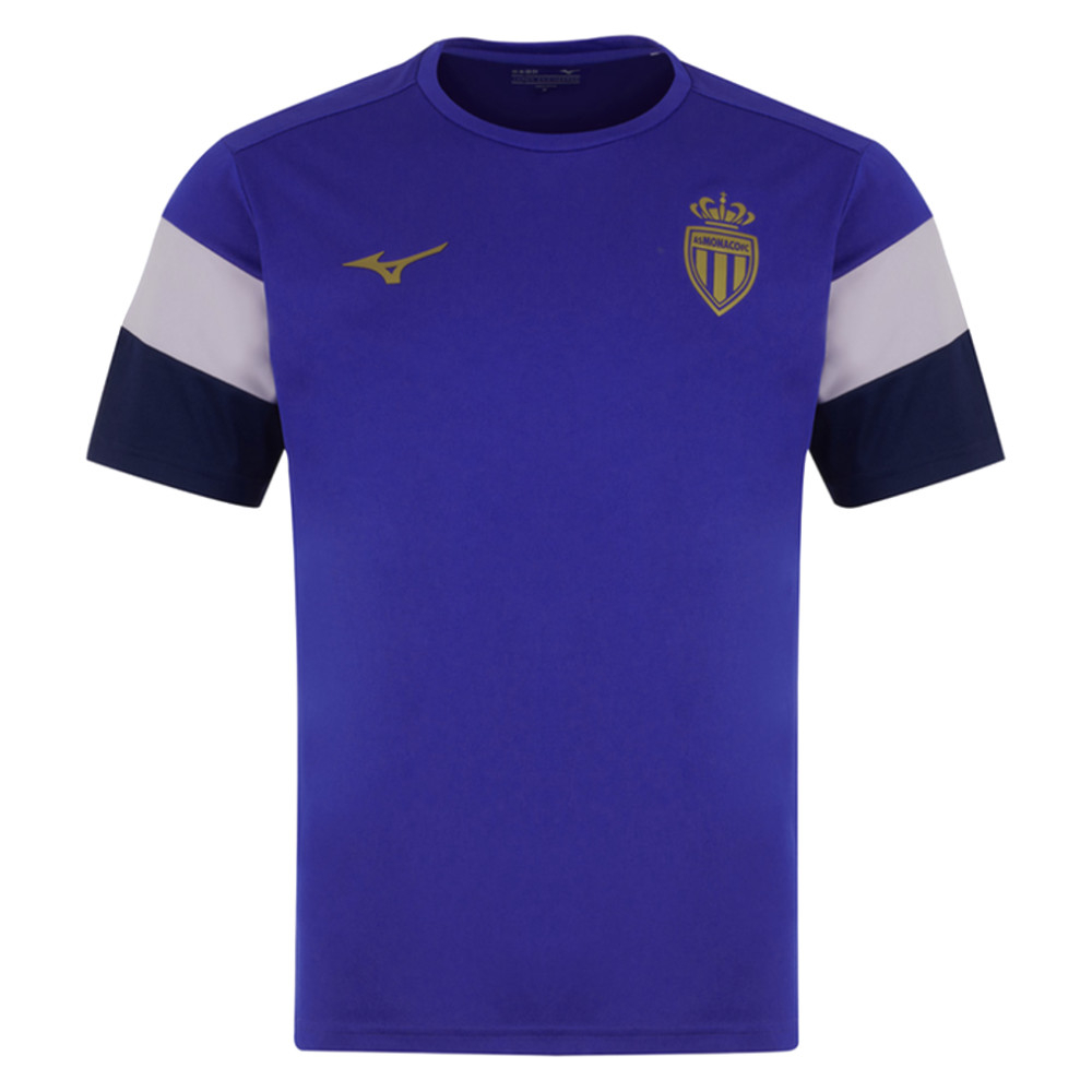 '25-'26 As Monaco Pre Match Shirt (Blue) Polyester Made By: Mizuno Men's Blue Extra Large