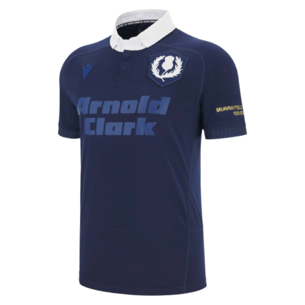 '25-'26 Scotland Murrayfield 1925 100 Years Rugby Shirt Polyester Made By: Macron Men's Navy Small