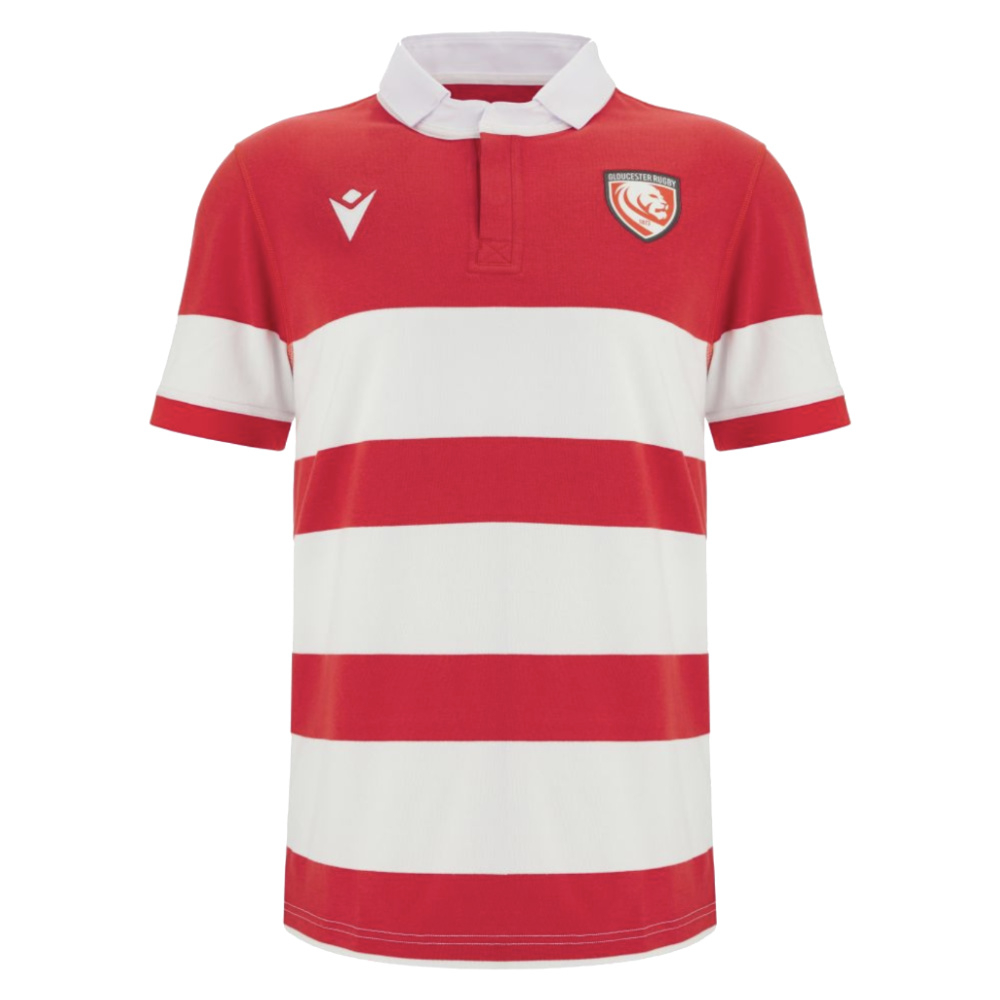 '25-'26 Gloucester Rugby Cotton Home Shirt Made By: Macron Men's Red Large
