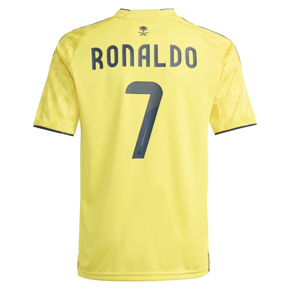 '25-'26 Al Nassr Cristiano Ronaldo Home Shirt (Kids) 11-12 Polyester Al Nasr Made By: Adidas Unisex Kids Yellow Size 13-14