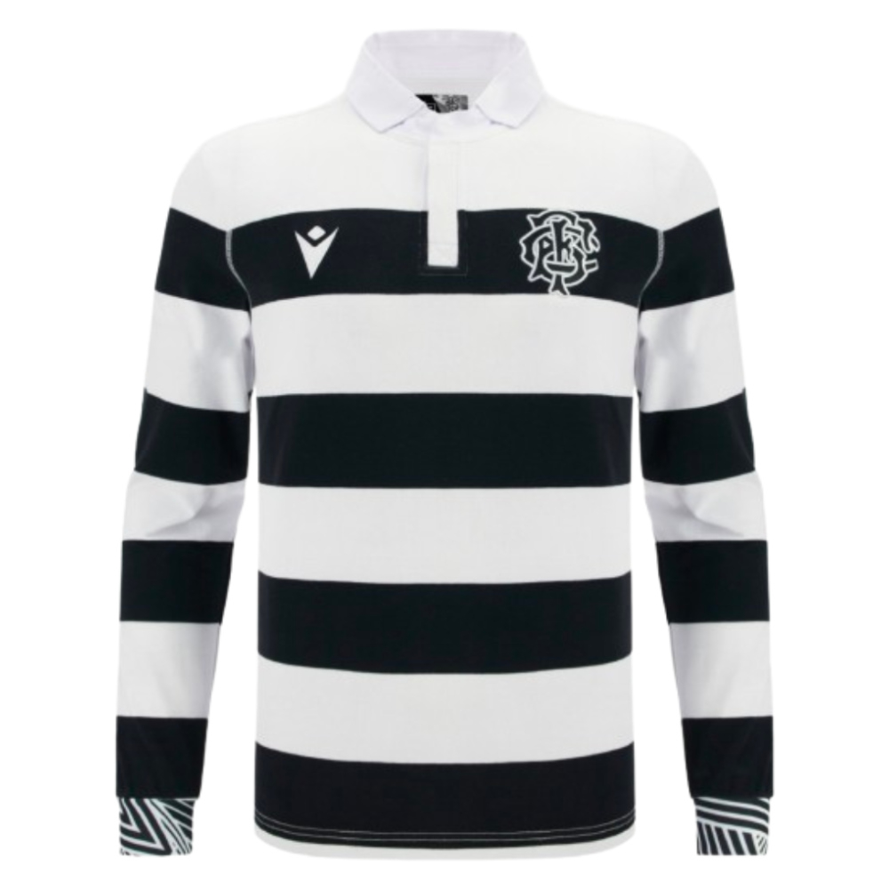 '25-'26 Barbarians Home Cotton Ls Rugby Shirt Made By: Macron Men's Black Small