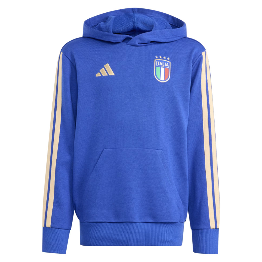 '26-'27 Italy Hooded Top (Blue) - Kids 9-10 Polyester Made By: Adidas Unisex Kids Blue Size 11-12