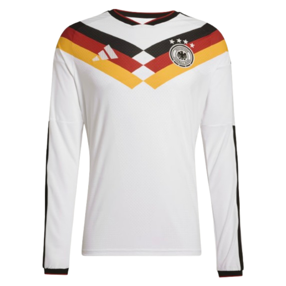 '26-'27 Germany Authentic Long Sleeve Home Shirt Polyester Made By: Adidas Men's White 3XL