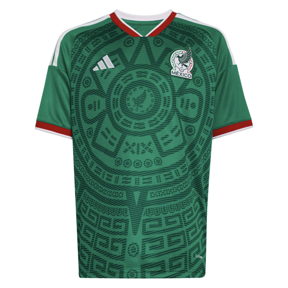 '26-'27 Mexico Home Shirt (Kids) 7-8 Polyester Made By: Adidas Unisex Kids Green Size 11-12
