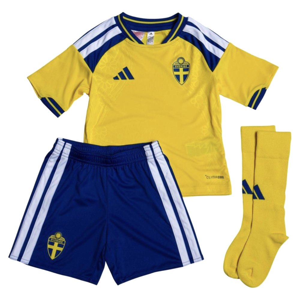 '26-'27 Sweden Home Mini Kit Toddler's 3-4 Toddler Polyester Made By: Adidas Unisex Toddler Yellow Size 5-6