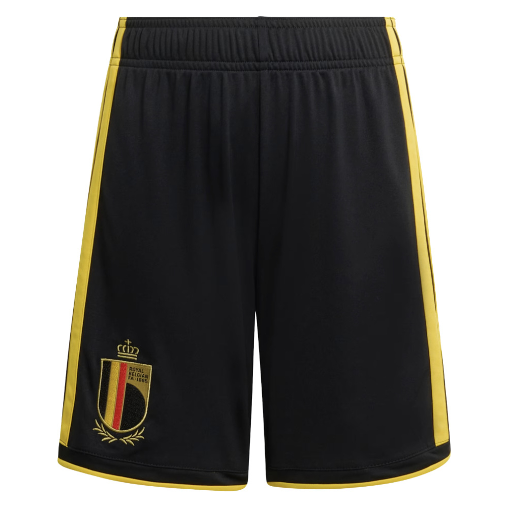 '26-'27 Belgium Home Shorts (Black) - Kids 22 Waist Polyester Made By: Adidas Unisex Kids Black 24 Waist