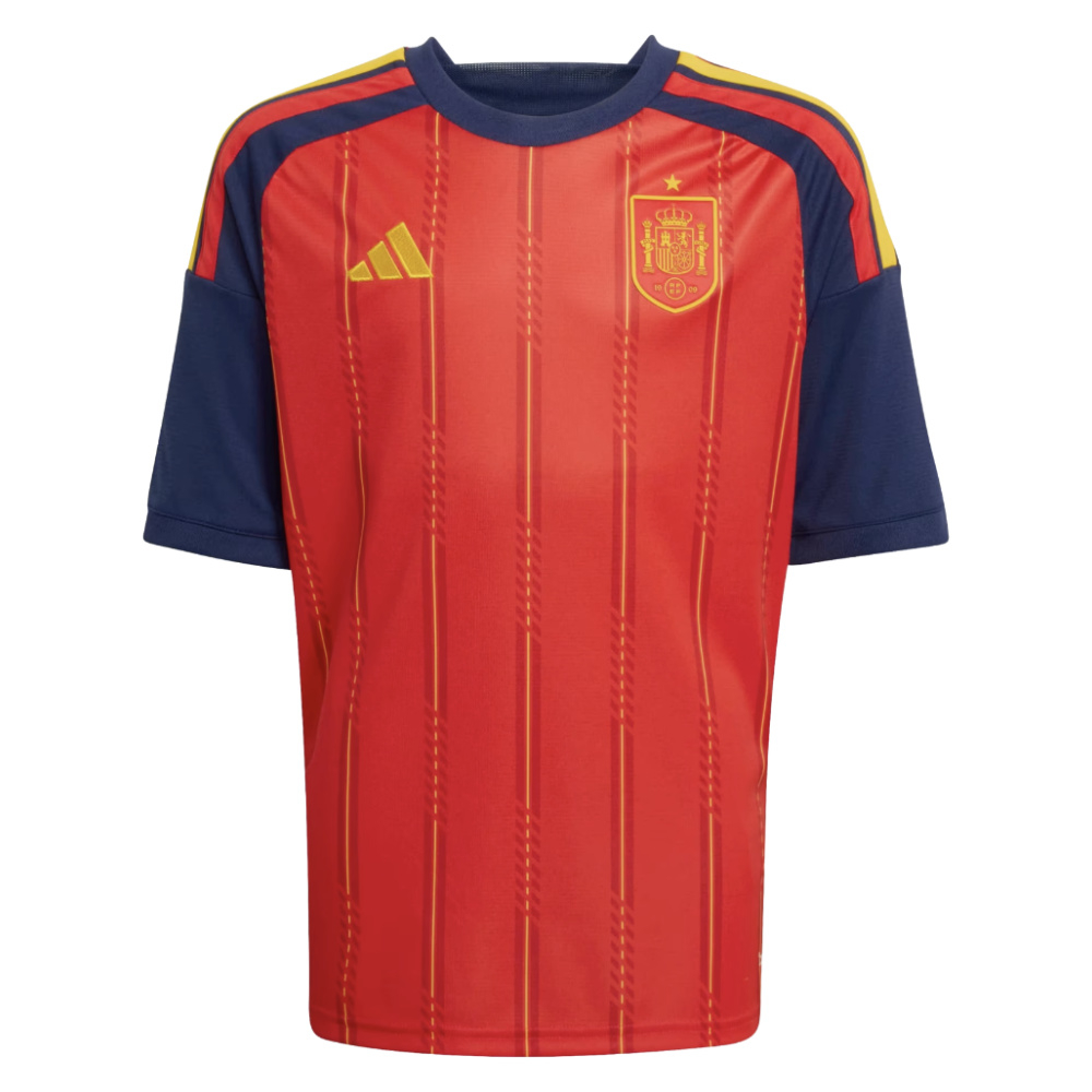 '26-'27 Spain Home Shirt (Kids) 7-8 Polyester Made By: Adidas Unisex Kids Red Size 11-12