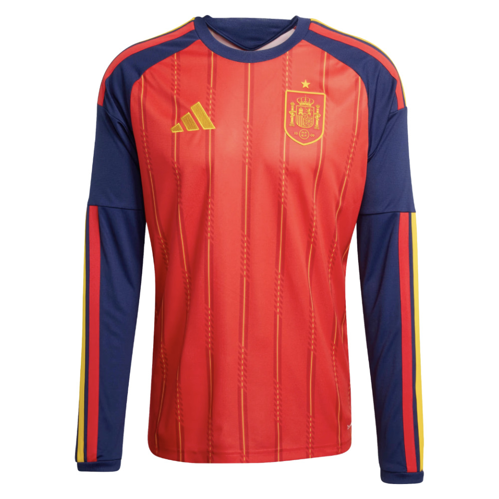 '26-'27 Spain Long Sleeve Home Shirt Polyester Made By: Adidas Men's Red Extra Large