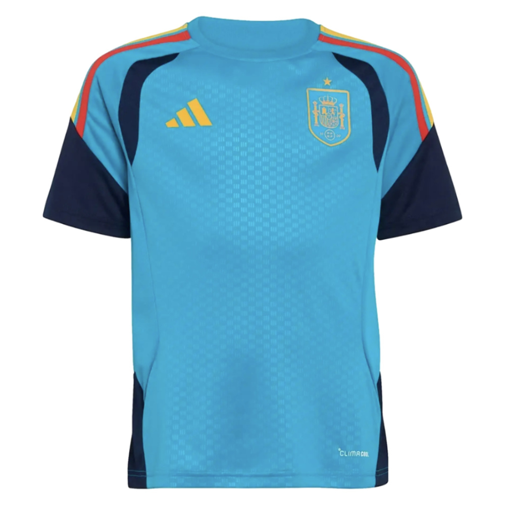 '25-'25 Spain Training Jersey (Bold Aqua) - Kids 9-10 Polyester Arsenal Made By: Adidas Unisex Kids Blue Size 13-14
