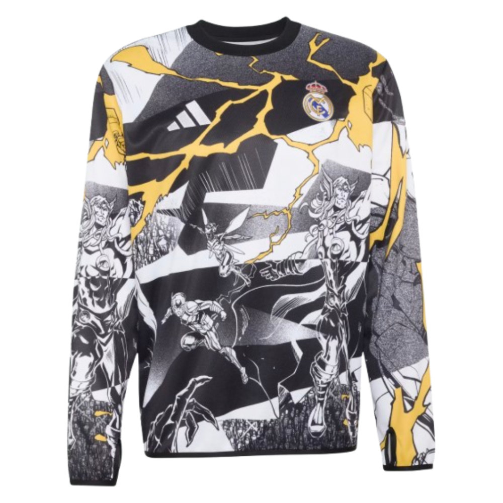 '25-'26 Real Madrid Pre Match Warm Top (White) Polyester Made By: Adidas Men's White Extra Large