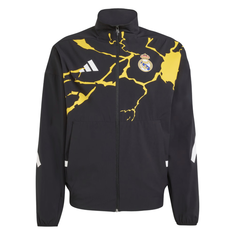 '26-'27 Real Madrid Anthem Jacket (Black) Polyester Made By: Adidas Men's Black Medium