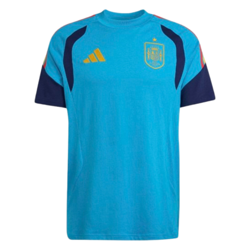 '26-'27 Spain Training Tee (Bold Aqua) Polyester Made By: Adidas Men's Blue/Black Extra Large