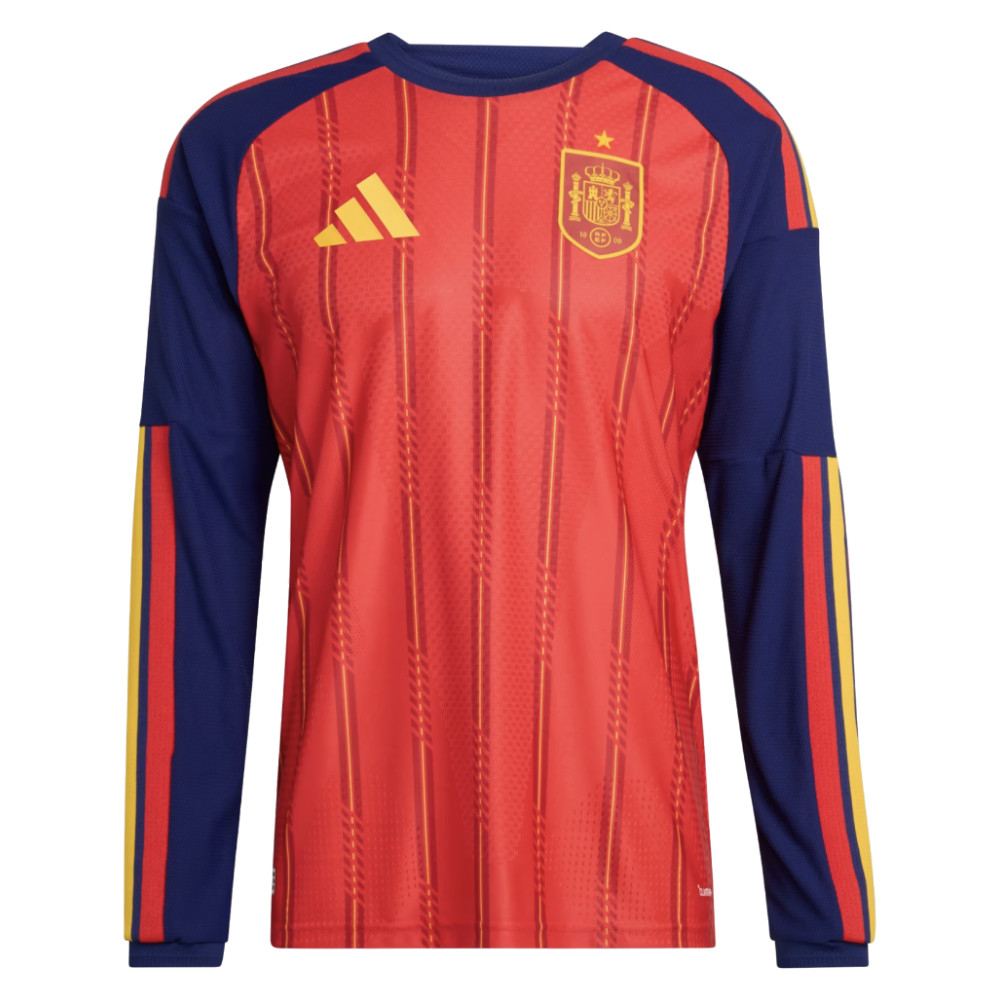 '26-'27 Spain Authentic Long Sleeve Home Shirt Polyester Made By: Adidas Men's Red Small