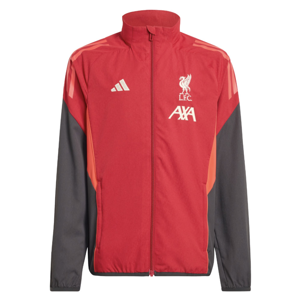 '25-'26 Liverpool Presentation Jacket (Strawberry ) - Kids Polyester Made By: Adidas Unisex Kids Red Size 7-8
