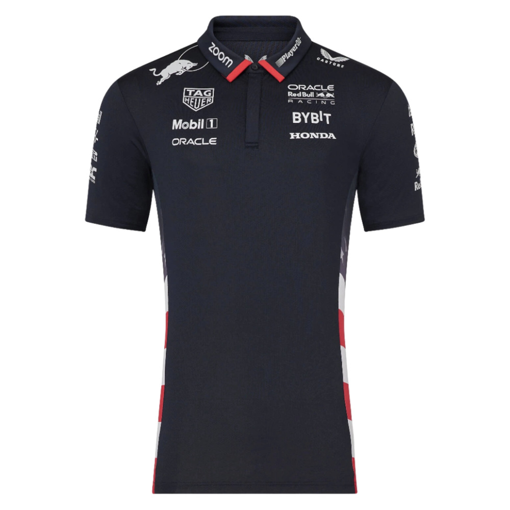 2024 Bull Racing America Race Team Polo Shirt (Night Sky) Polyester Made By: Castore Men's Red Xxl