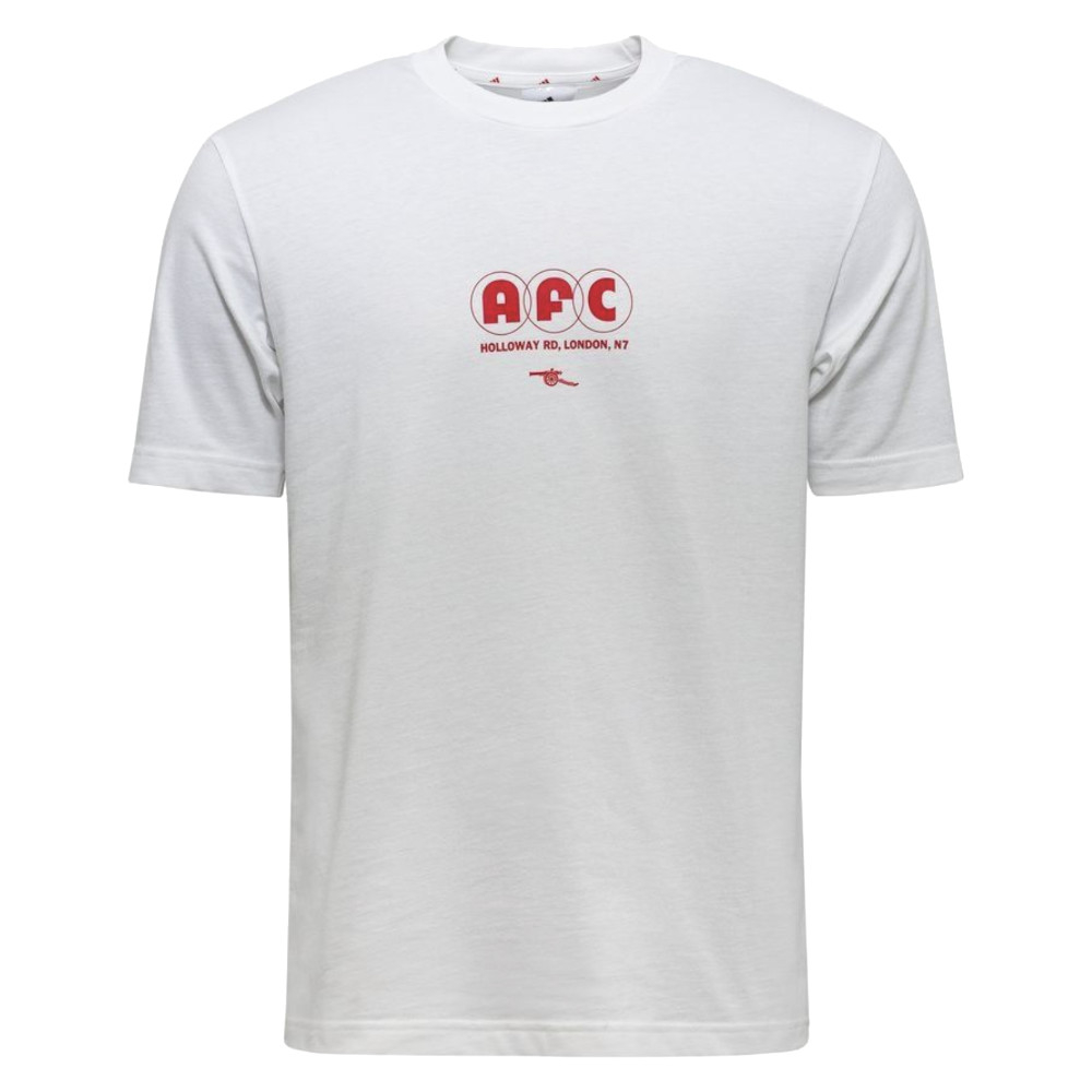 '25-'26 Arsenal Graphic Tee (White) Polyester Made By: Adidas Men's White Medium