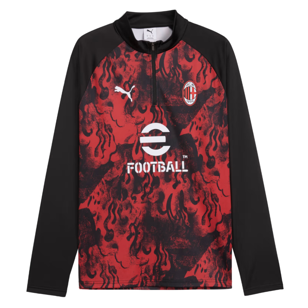 '25-'26 Ac Milan Warm Up 1/4 Zip Top (Red) Polyester Made By: Puma Men's Red Medium