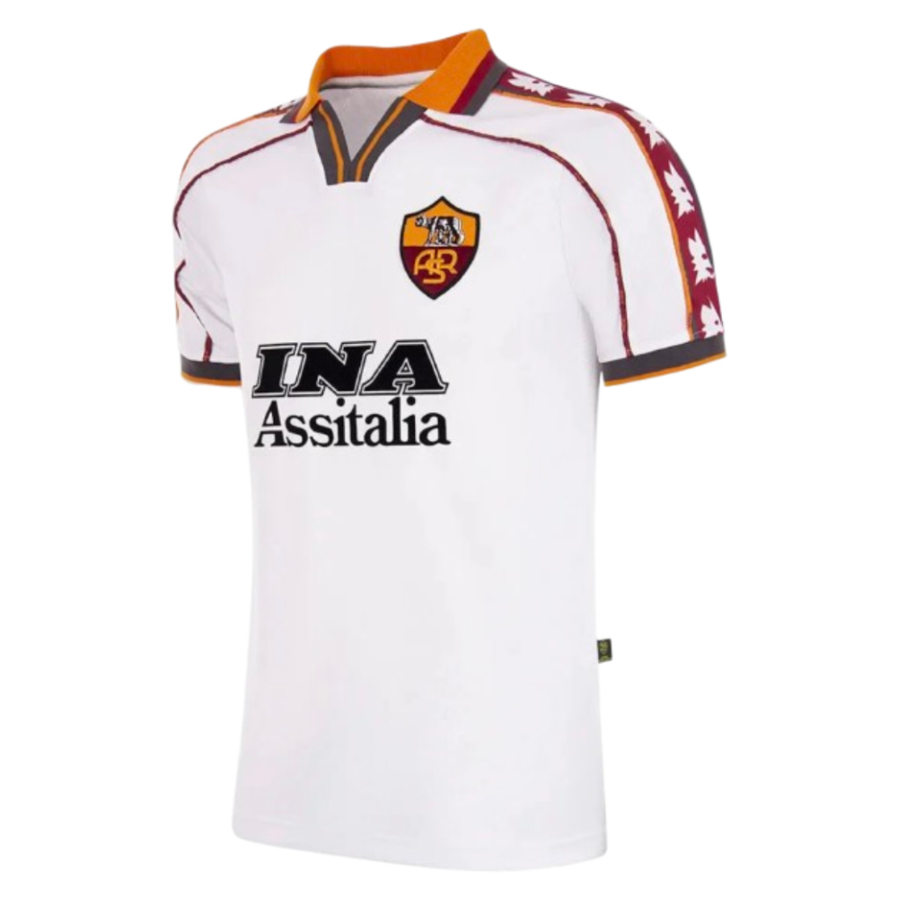 '98-'99 Roma Away Retro Football Shirt Polyester Made By: Copa Classics Men's White Medium