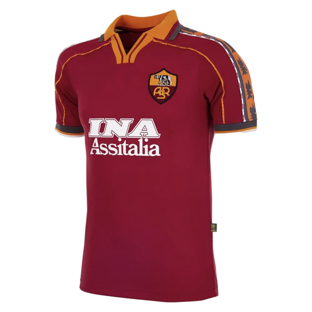 '98-'99 Roma Home Retro Football Shirt Polyester Made By: Copa Classics Men's Red Medium