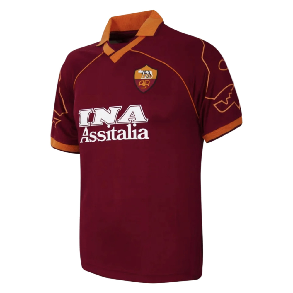 '99-'00 Roma Home Retro Football Shirt Polyester Made By: Copa Classics Men's Red Medium