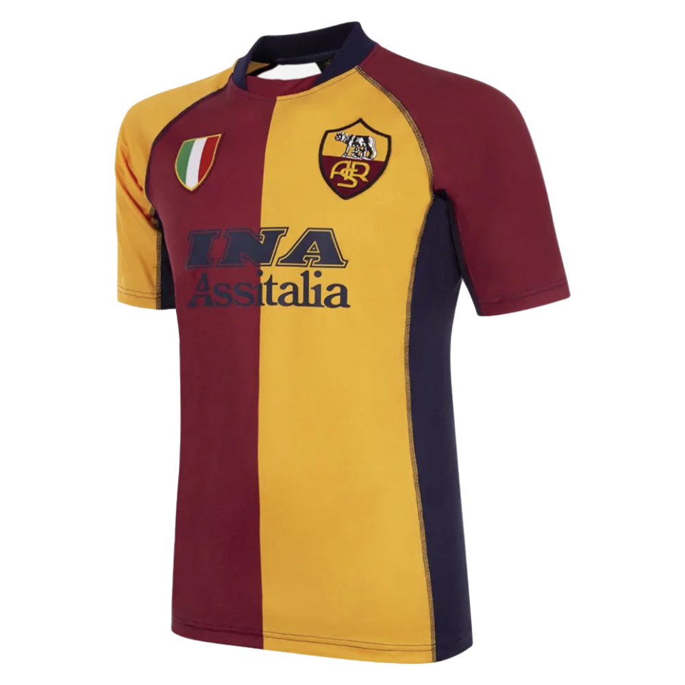 '01-'02 Roma European Retro Football Shirt Polyester Made By: Copa Classics Men's Red Medium