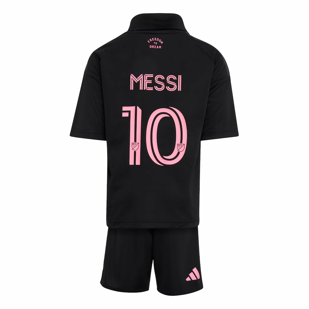 2026 Inter Miami Lionel Messi Away Mini Kit Toddler's 2-3 Toddler Polyester Made By: Adidas Unisex Toddler Black Size 5-6