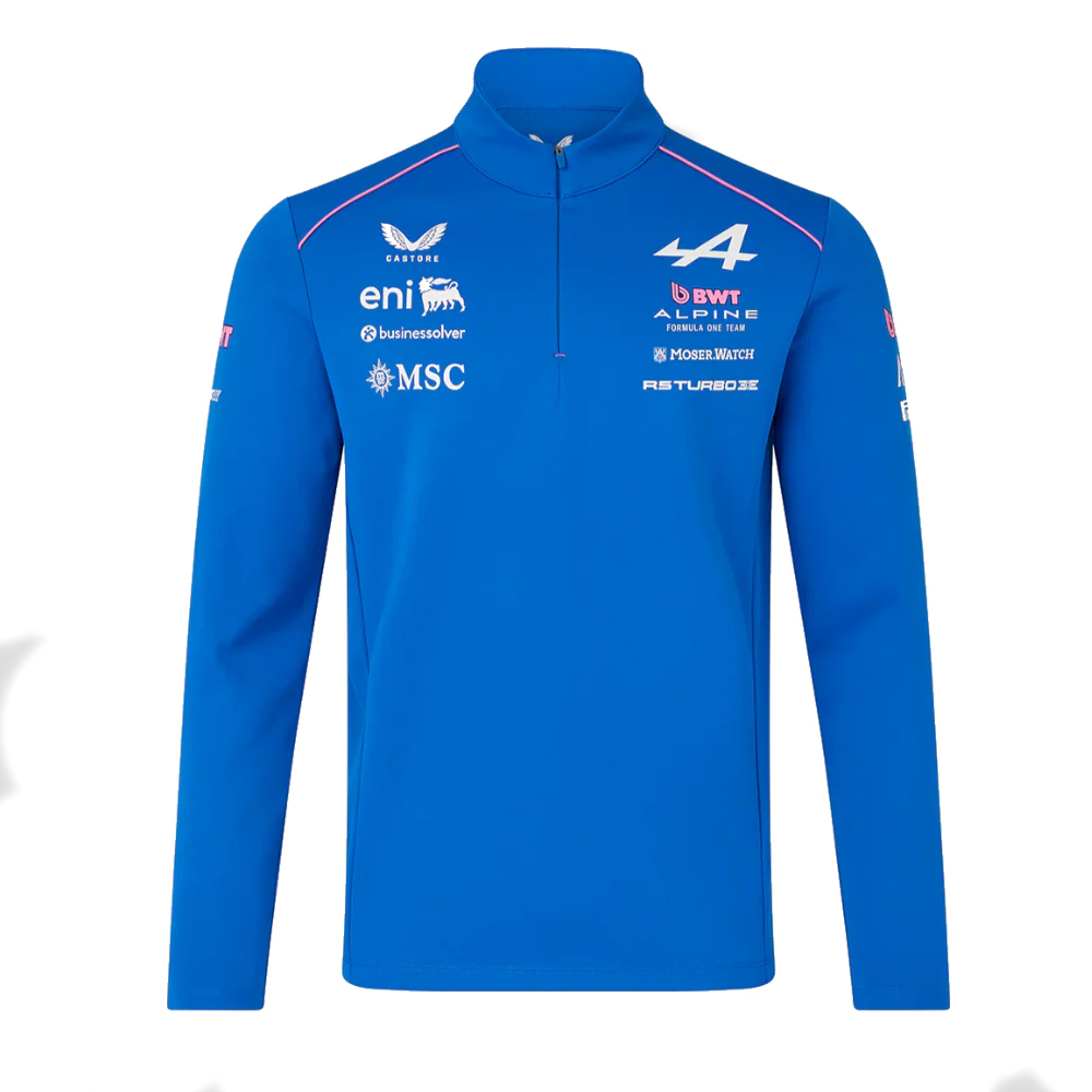 2026 Official Alpine F1 Team Quarter Zip Midlayer (Lapis ) Polyester Made By: Castore Men's Blue Medium