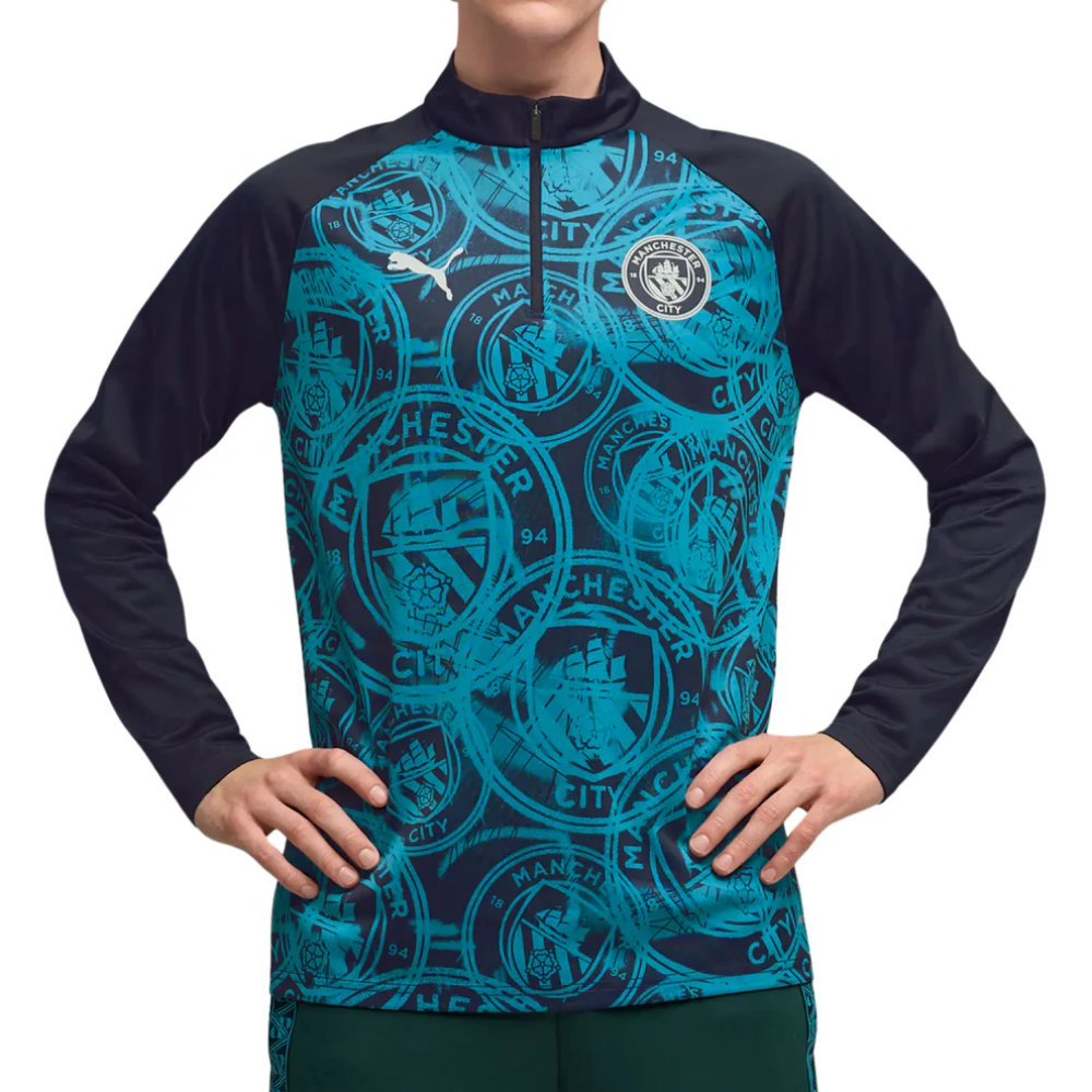 2026 Man City Warm Up 1/4 Zip Top (Deep ) Polyester Manchester City Made By: Puma Men's Navy Xxl