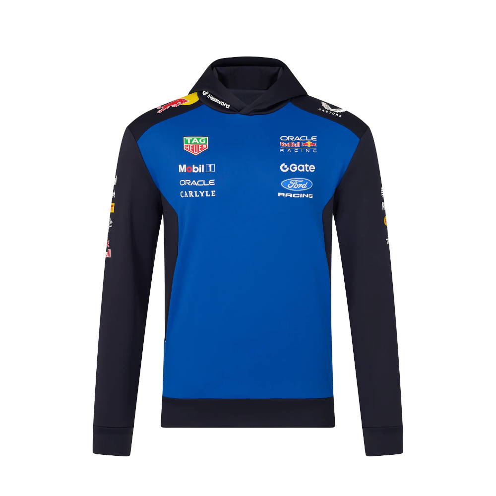 2026 Bull Racing Overhead Hoodie (Night Sky/Surf The Web) Polyester Made By: Castore Men's Red Large