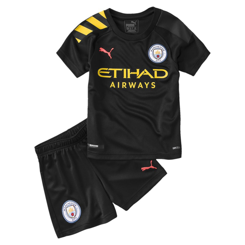 '19-'20 Man City Away Baby Kit Toddler's Polyester Manchester City Made By: Puma Unisex Toddler Black 1-2 Mo