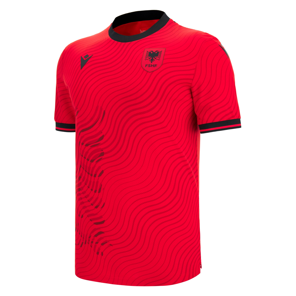 '26-'27 Albania Home Shirt Polyester Made By: Macron Men's Red 4XL