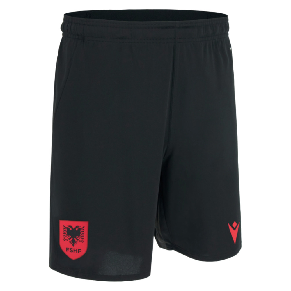 '26-'27 Albania Third Shorts (Black) Polyester Made By: Macron Men's Black Large