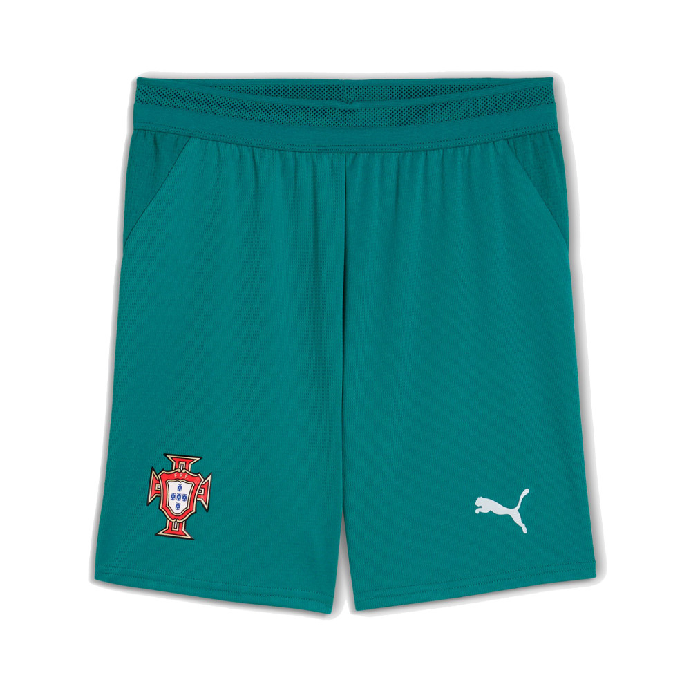 '26-'27 Portugal Home Shorts (Green) - Kids 24 Waist Polyester Made By: Puma Unisex Kids Green 26 Waist