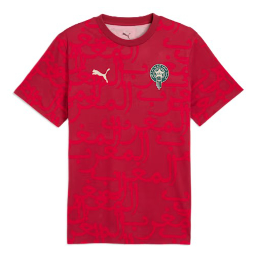 '26-'27 Morocco Ftblculture Tee Aop (Dark Crimson) Polyester Made By: Puma Men's Red Medium
