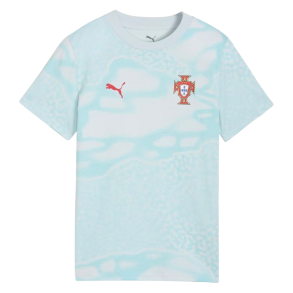 '26-'27 Portugal Ftblculture Tee Aop (Sea Glass) - Kids Polyester Made By: Puma Unisex Kids White Size 7-8